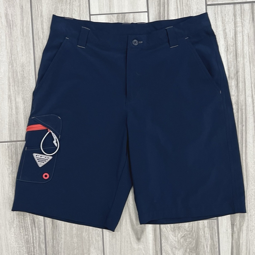 Columbia PFG Adult Mens Shorts 32 Stretch Navy Outdoor Fishing *